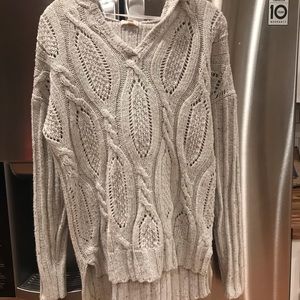 Knitted Cream Hooded Sweater